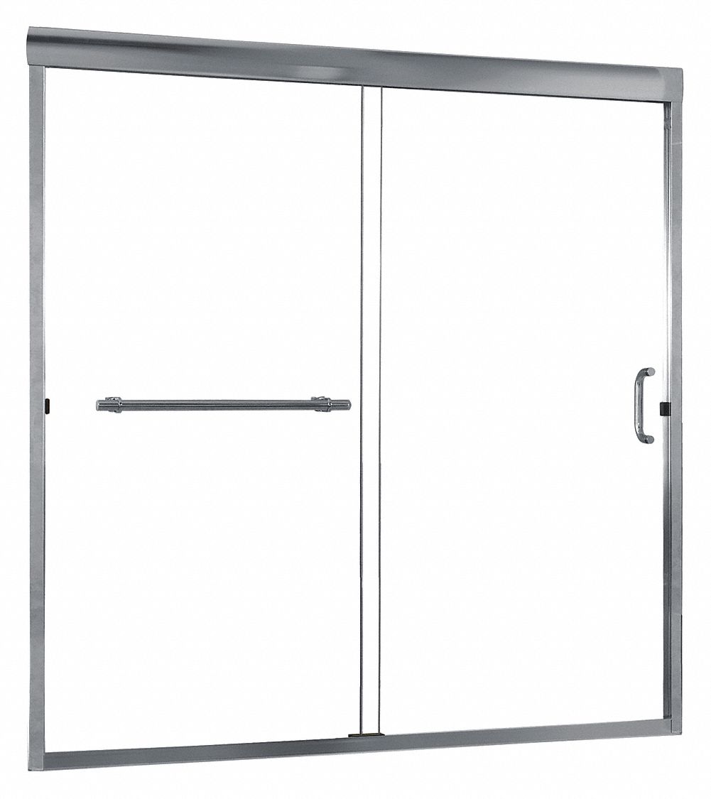 Tub Door Silver Double Slider 60 in MRST6060-CL-SV