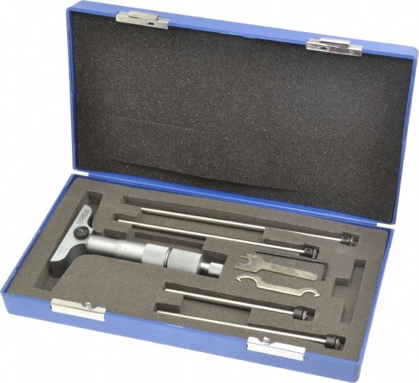 Mechanical Depth Micrometer: 4'' Range, 4 Rod, Satin Chrome Finish MPN:52-225-110-0