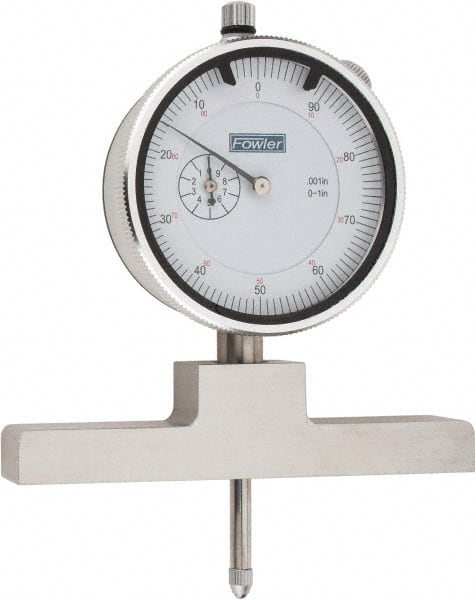 0 to 22 Inch Range, Steel, White Dial Depth Gage MPN:52-125-006-1