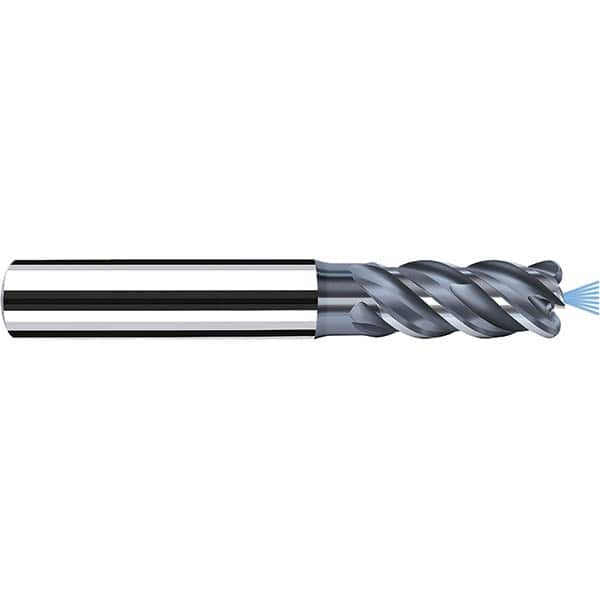 Corner Radius End Mill: 4 mm Dia, 8.00 mm LOC, 45 deg Helix, TiAlCrN Coated, Corner Radius End, Centercutting Series MFC MPN:P8107220