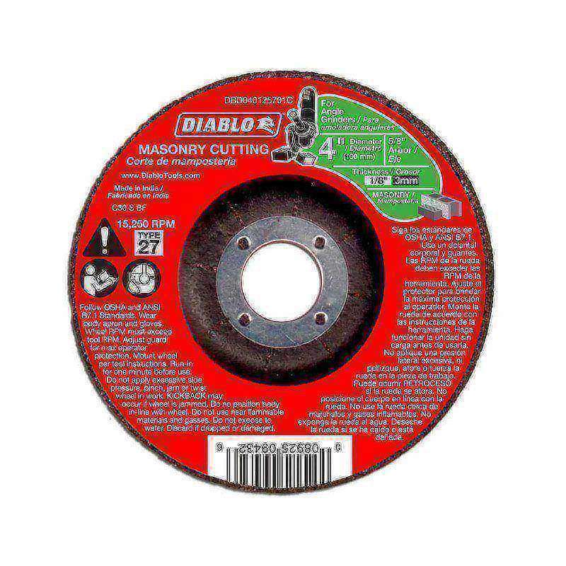 Depressed-Center Wheels, Wheel Diameter (Inch): 4 , Wheel Thickness (Inch): 1/8 , Hole Size: 5/8 (Inch), Wheel Type: Type 27  MPN:DBD040125701C