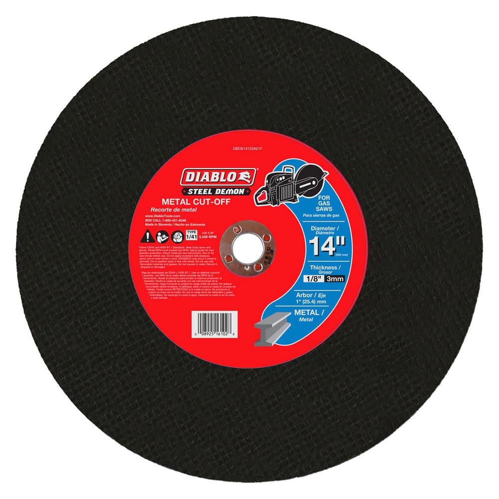 Cutoff Wheels, Wheel Diameter (Inch): 14 , Wheel Thickness (Inch): 1/8 , Hole Size (Inch): 1 , Abrasive Material: Ceramic , Reinforced: Reinforced  MPN:DBDS14125A01F