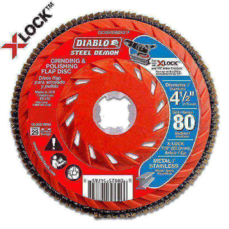 Flap Discs, Disc Diameter (Decimal Inch): 4-1/2 , Center Hole Size: 7/8 , Flap Disc Type: Type 29 , Grit: 80 , Grade: Medium  MPN:DCX045080X03F