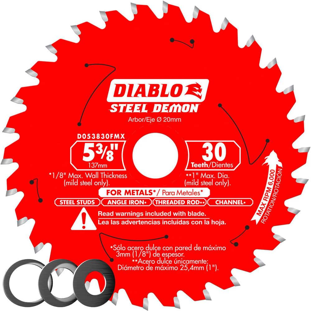 Wet & Dry-Cut Saw Blades, Blade Diameter (Inch): 5-3/8 , Blade Material: Carbide-Tipped , Blade Thickness (Decimal Inch): 0.0590 , Number of Teeth: 30  MPN:D053830FMX