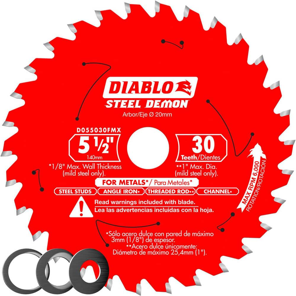 Wet & Dry-Cut Saw Blades, Blade Diameter (Inch): 5-1/2 , Blade Material: Carbide-Tipped , Blade Thickness (Decimal Inch): 0.0590 , Number of Teeth: 30  MPN:D055030FMX