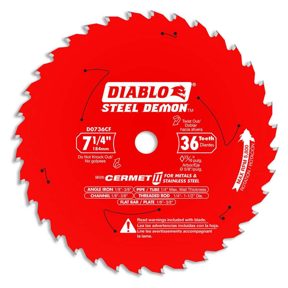 Wet & Dry-Cut Saw Blades, Blade Diameter (Inch): 7-1/4 , Blade Material: Carbide-Tipped , Blade Thickness (Decimal Inch): 0.0750  MPN:D0736CF