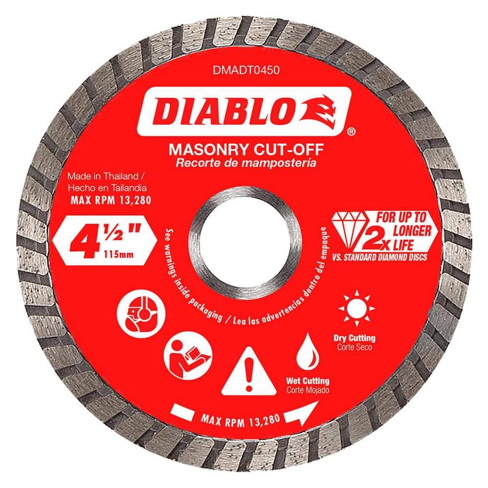 Wet & Dry-Cut Saw Blades, Blade Diameter (Inch): 4-1/2 , Blade Material: Diamond-Tipped , Blade Thickness (Decimal Inch): 0.0800  MPN:DMADT0450