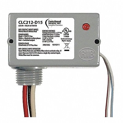 Prewired Relay 120-277VAC 10A SPST-NO MPN:CLC212-D15