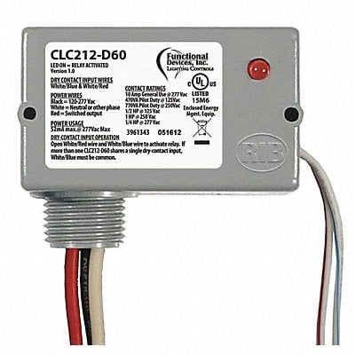 Prewired Relay 120-277VAC 10A SPST-NO MPN:CLC212-D60