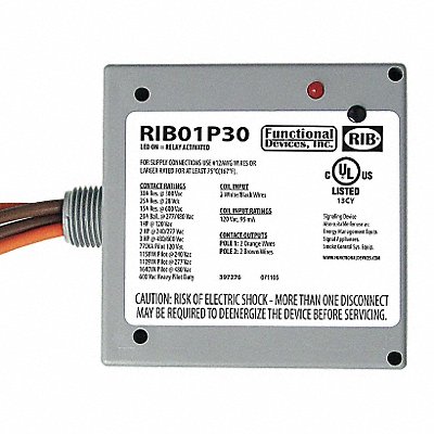 Prewired Relay 120VAC 30A DPST-NO MPN:RIB01P30