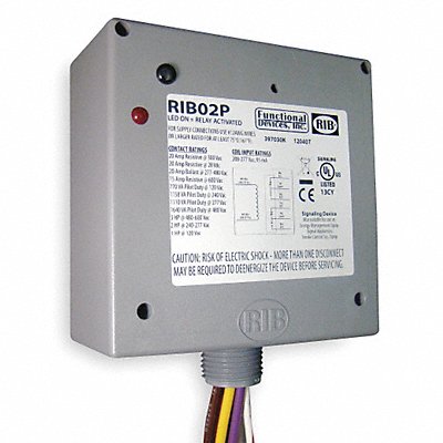 Prewired Relay 208-277VAC 20A DPDT MPN:RIB02P