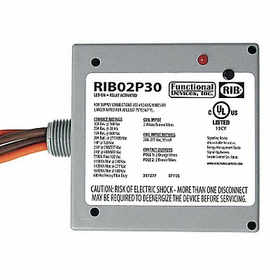 Prewired Relay 208-277VAC 30A DPST-NO MPN:RIB02P30