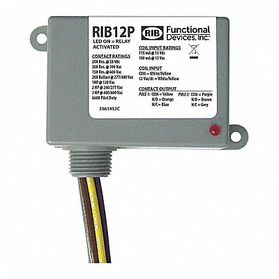 Enclosed Relay 20A DPDT 12VAC/DC MPN:RIB12P