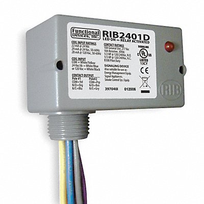 Prewired Relay 24VAC/DC 120VAC 10A DPDT MPN:RIB2401D