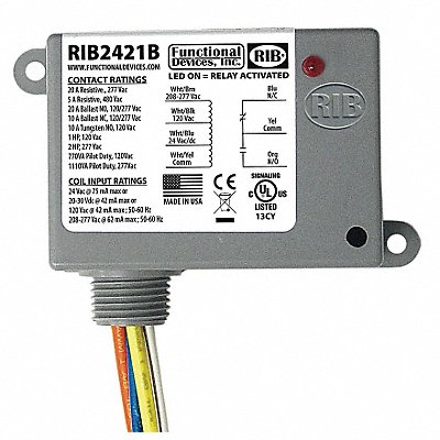 Relay 24VAC/DC 120/208-277VAC 20A SPDT MPN:RIB2421B