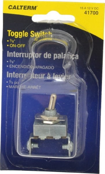 2 Position, 12 Volt, 15 Amp, 1/2 Hole Diam, Metal Toggle Switch MPN:41700