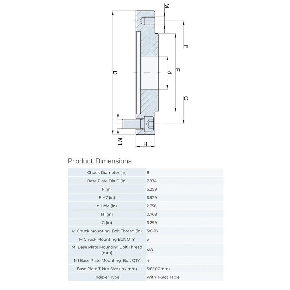 Lathe Chuck Adapter Back Plate: 8