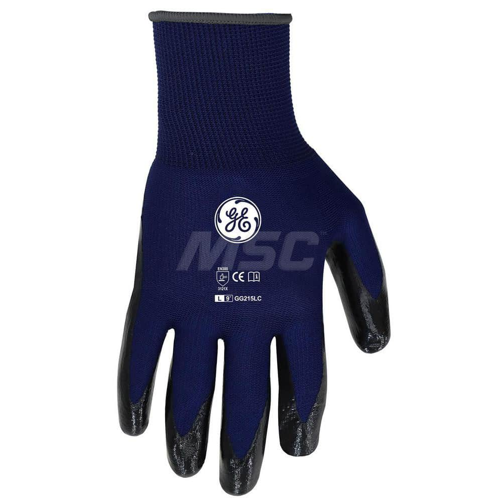 General Purpose Work Gloves: Large, Nitrile Coated, Nitrile MPN:GG215LC