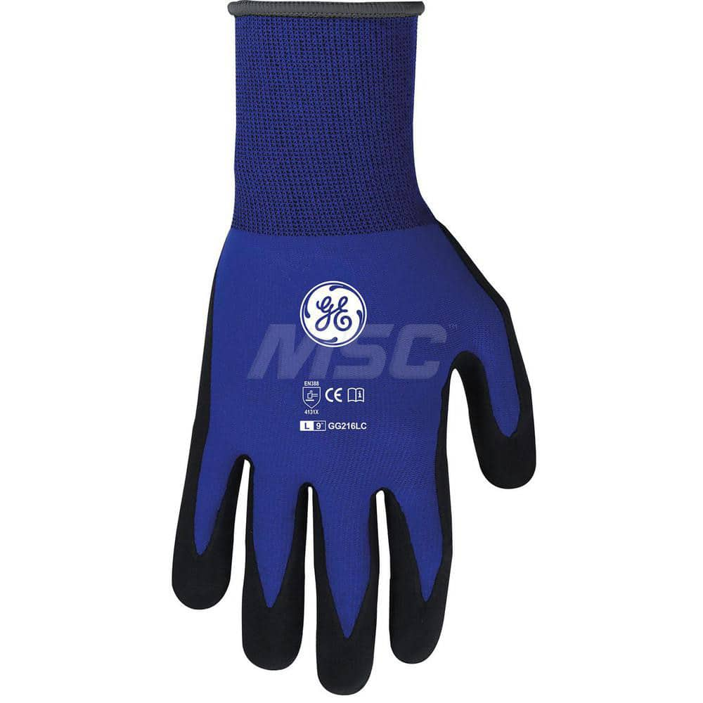 General Purpose Work Gloves: Large, Nitrile Coated, Nitrile MPN:GG216LC