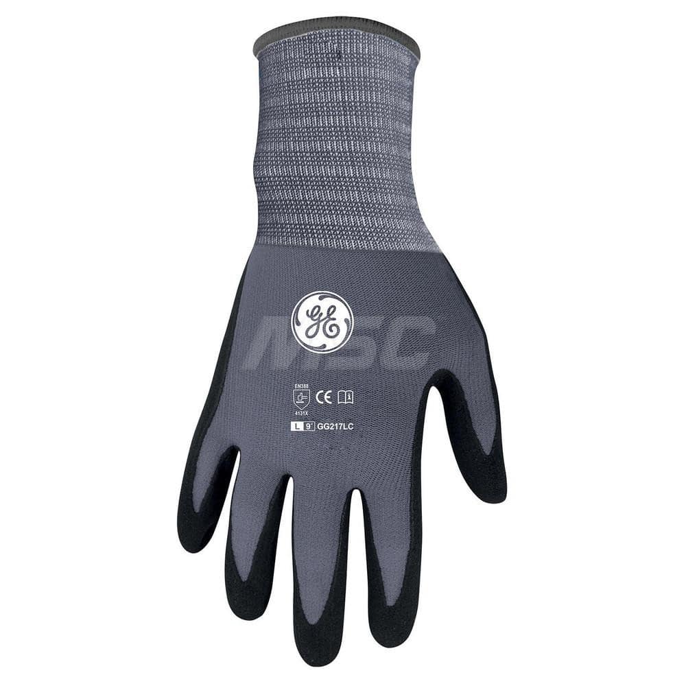 General Purpose Work Gloves: Large, Nitrile Coated, Nitrile MPN:GG217LC