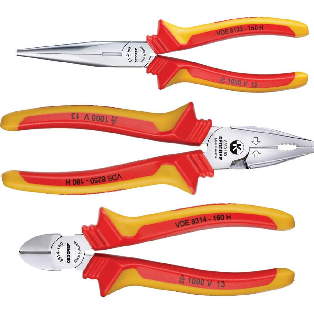 Plier Sets, Plier Type Included: VDE Combination, VDE Long Nose, VDE Side Cutter , Overall Length: 160 mm, 180 mm , Includes: VDE 8132-160 H, VDE 8250-180 H MPN:1550594