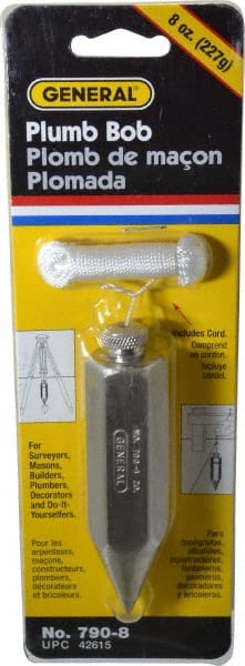 4 Inch Long, 7/8 Inch Diameter Steel Plumb Bob MPN:790-8