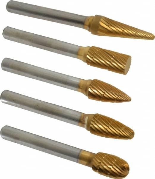 5 Pc Single Cut Burr Set with Tree w/Rad End MPN:M375 TN