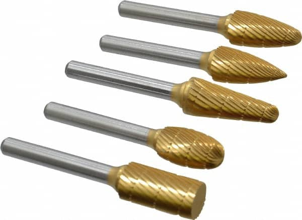 5 Pc Double Cut Burr Set with Tree w/Rad End MPN:M500 TN