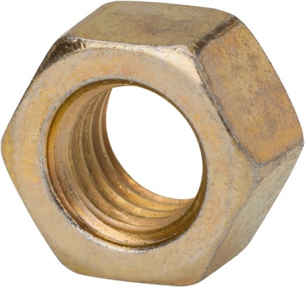 Hex Nut: 1/4-20, Grade 8 Steel, Zinc Yellow Dichromate Finish MPN:39560