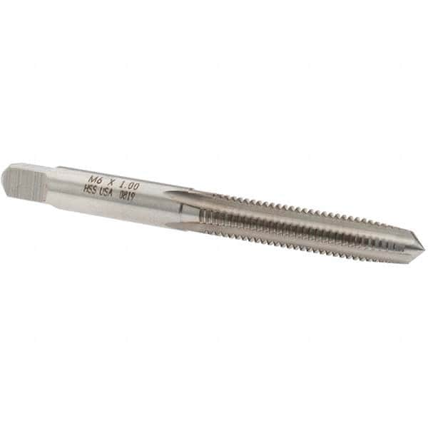 Straight Flute Tap: M6x1.00 Metric Coarse, 4 Flutes, Taper, High Speed Steel, Bright/Uncoated MPN:19311