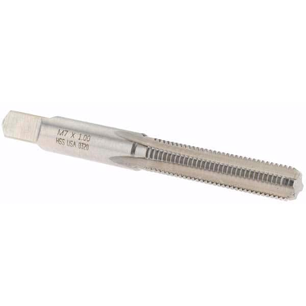 Straight Flute Tap: M7x1.00 Metric Coarse, 4 Flutes, Bottoming, High Speed Steel, Bright/Uncoated MPN:19321