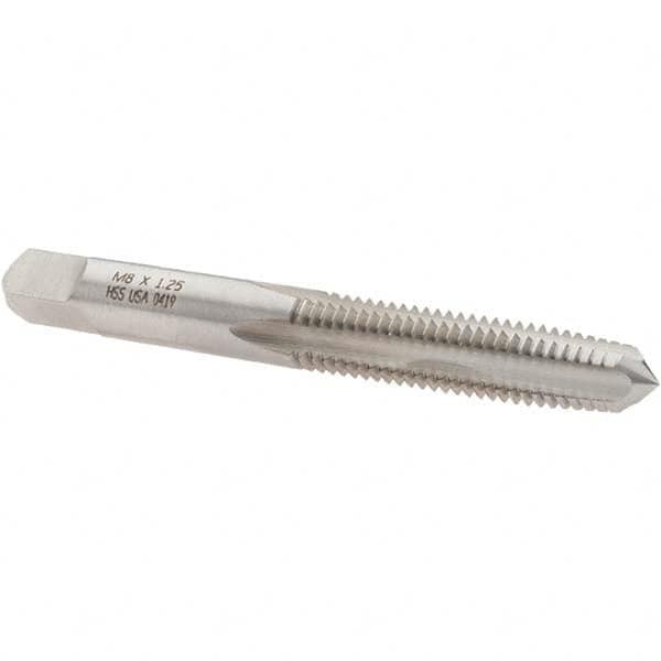 Straight Flute Tap: M8x1.25 Metric Coarse, 4 Flutes, Taper, High Speed Steel, Bright/Uncoated MPN:19401