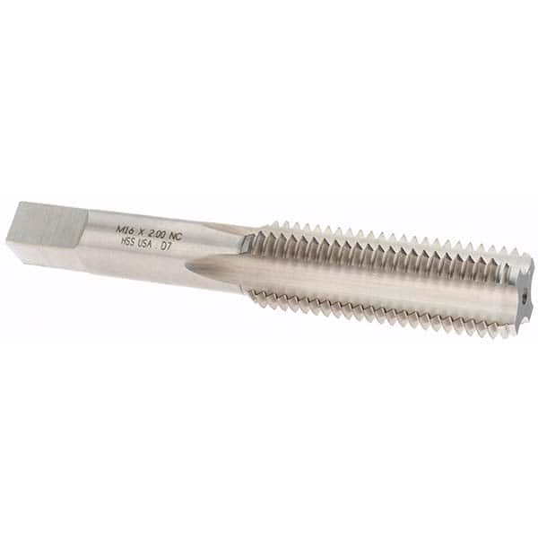 Straight Flute Tap: M16x2.00 Metric Coarse, 4 Flutes, Bottoming, High Speed Steel, Bright/Uncoated MPN:19621