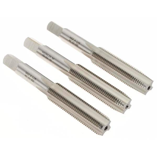 Tap Set: M12 x 1.25 Metric Fine, 4 Flute, Bottoming Plug & Taper, High Speed Steel, Bright Finish MPN:20430