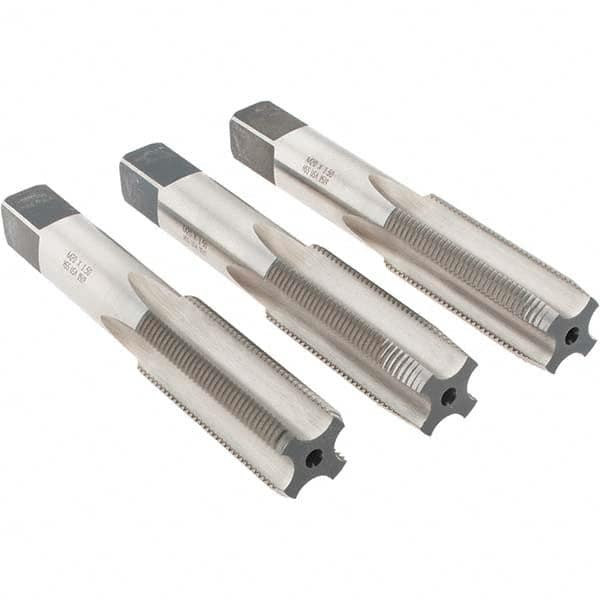 Tap Set: M20 x 1.5 Metric Fine, 4 Flute, Bottoming Plug & Taper, High Speed Steel, Bright Finish MPN:20438