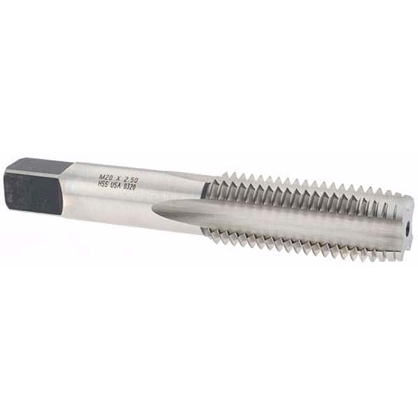 Straight Flute Tap: M20x2.50 Metric Coarse, 4 Flutes, Plug, High Speed Steel, Bright/Uncoated MPN:20439-P