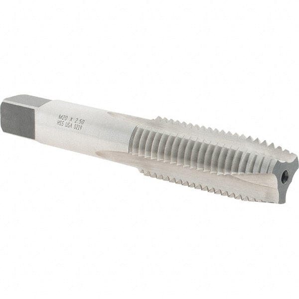 Spiral Point Tap: M20x2.50 Metric Coarse, 3 Flutes, Plug, High Speed Steel, Bright Finish MPN:27371