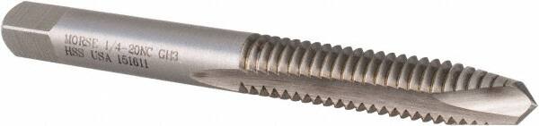 Spiral Point Tap: 1/4-20, UNC, 2 Flutes, Plug, 3B, High Speed Steel, Bright Finish MPN:MT3633003