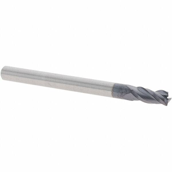 Square End Mill: 1/8'' Dia, 1/4'' LOC, 1/8'' Shank Dia, 1.5'' OAL, 3 Flutes MPN:33400