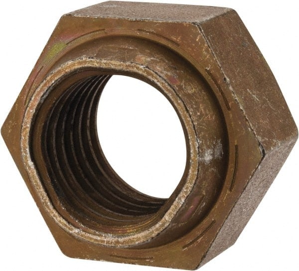 Hex Lock Nut: Distorted Thread, 1-8, Grade L9 Steel, Cadmium Dichromate Finish MPN:446020BR