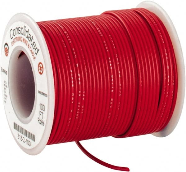 22 AWG, 7 Strand, 100' OAL, Tinned Copper Hook Up Wire MPN:818-2-100