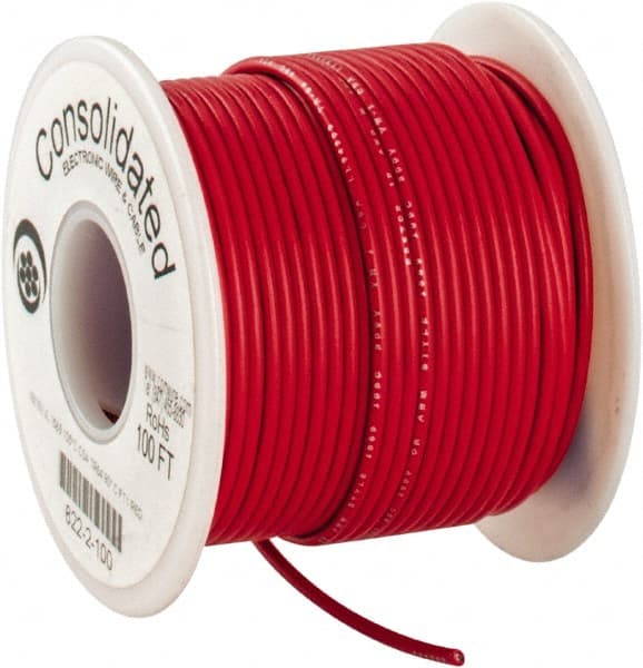 18 AWG, 16 Strand, 100' OAL, Tinned Copper Hook Up Wire MPN:822-2-100