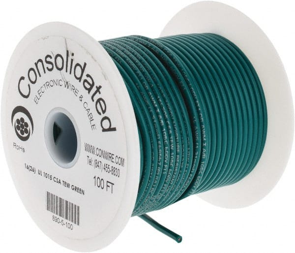 16 AWG, 26 Strand, 100' OAL, Tinned Copper Hook Up Wire MPN:890-5-100