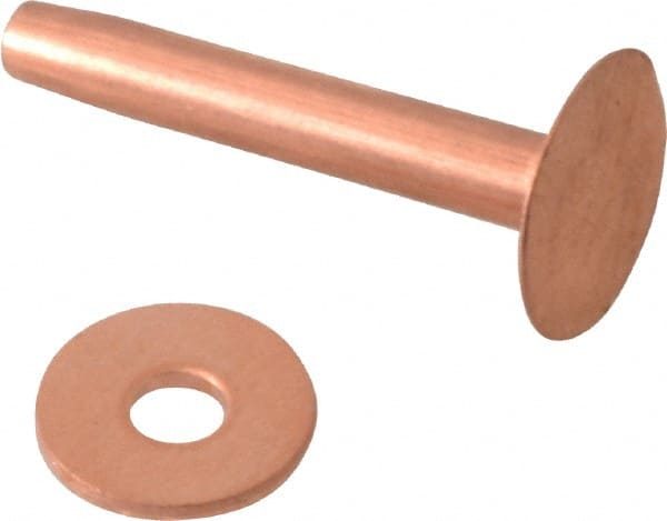 #10 Wire Body Diam, Flat Copper Belt Rivet with Washer MPN:9A1064