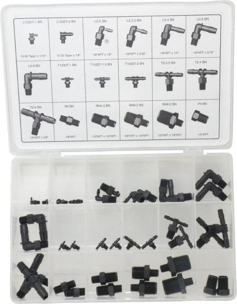 36 Piece, Small NPT Threaded Elbows, Tees, Nipples and Plugs MPN:EJK202BN