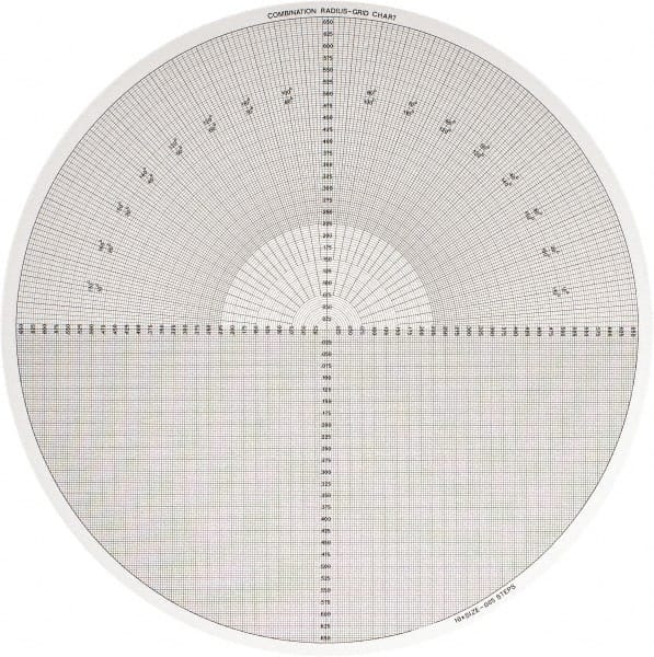 14 Inch Diameter, Grid and Radius, Mylar Optical Comparator Chart and Reticle MPN:#1 MYLAR CLR/IN