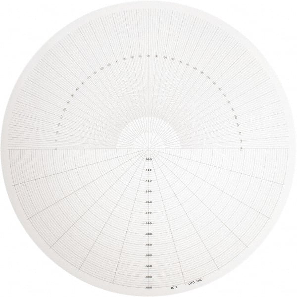 14 Inch Diameter, Radius and Angle, Mylar Optical Comparator Chart and Reticle MPN:#10 MYLR CLR/IN