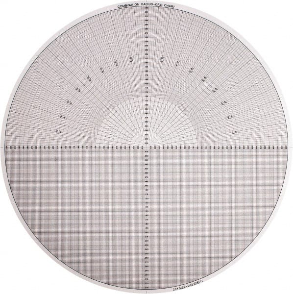 14 Inch Diameter, Grid and Radius, Mylar Optical Comparator Chart and Reticle MPN:40-374-1