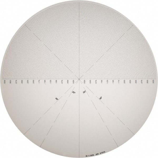 14 Inch Diameter, Radius and Angle, Mylar Optical Comparator Chart and Reticle MPN:40-380-8