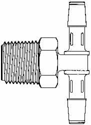 Barbed Tube Branch Tee: 1/4